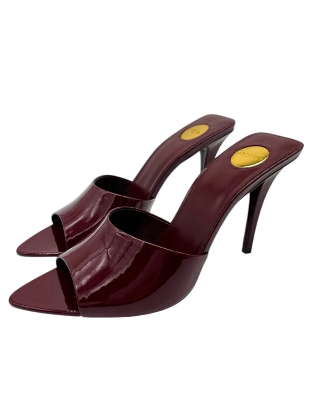 Saint Laurent Romy heeled Mules Patent Leather Stiletto Bordeaux - 8 - Picture 2 of 13
